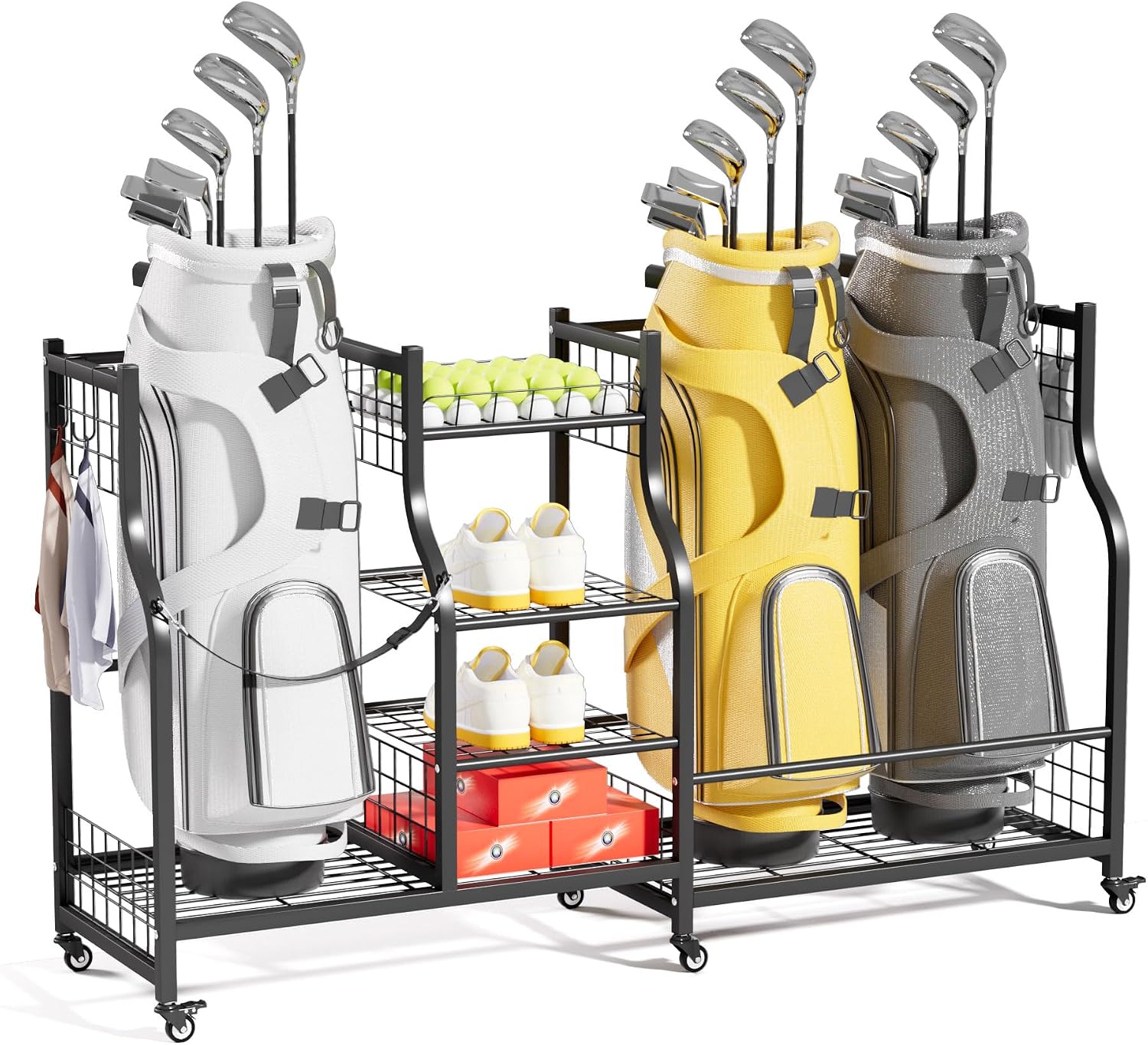 Golf Equipment Holder - ชั้นวางถุงกอล์ฟแบบแขวนผนัง สำหรับจัดเก็บอุปกรณ์กอล์ฟ แข็งแรง ทนทาน เหมาะสำหรับใช้ในโรงรถ หรือโชว์อุปกรณ์กีฬา