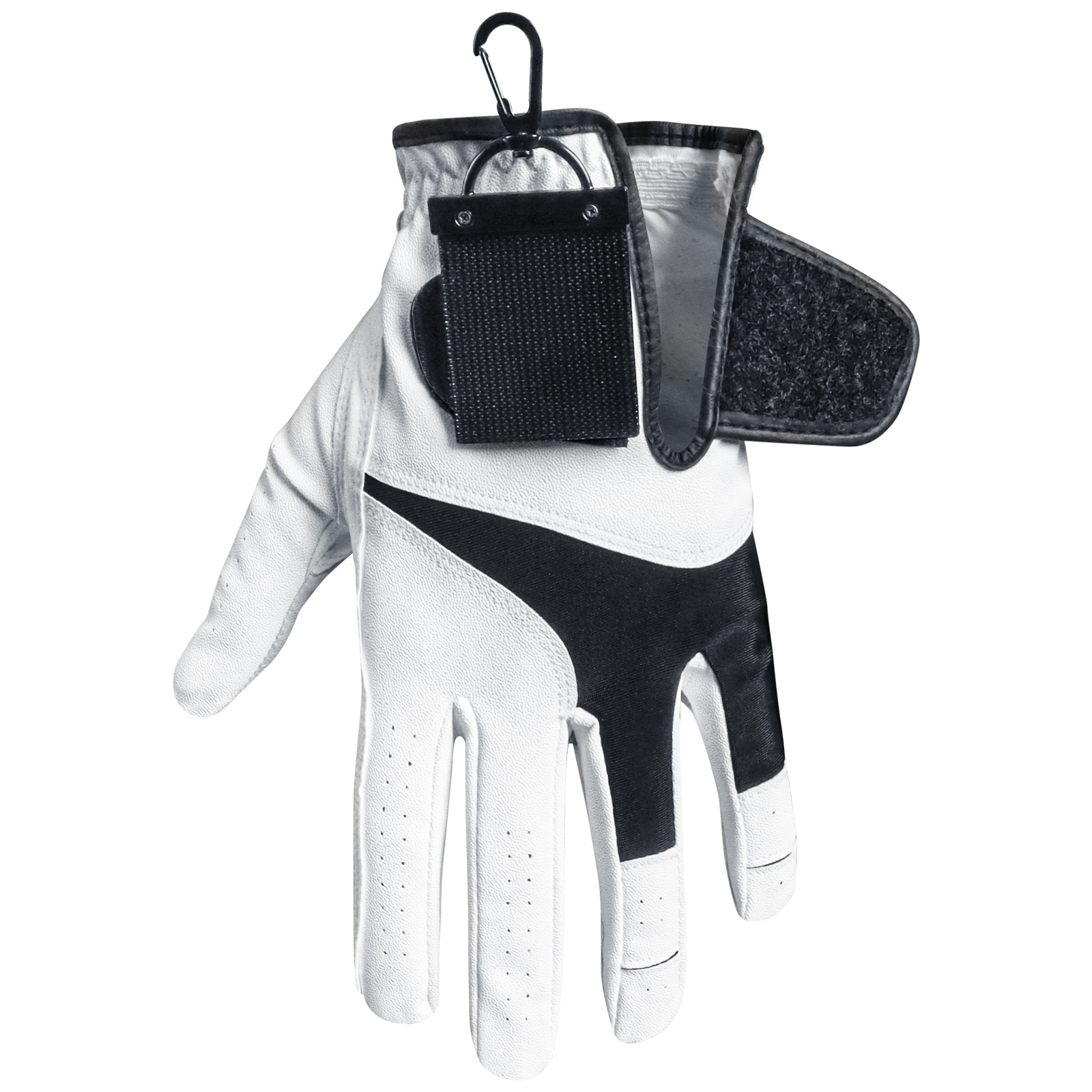 Golf Equipment Holder - ที่เก็บถุงมือกอล์ฟแบบพกพาพร้อมคลิปเทปตีนตุ๊กแก ติดกับกระเป๋าหรือกางเกง พร้อมที่ทำความสะอาดลูกกอล์ฟรูปหัวกะโหลก สำหรับใช้งานกลางแจ้ง
