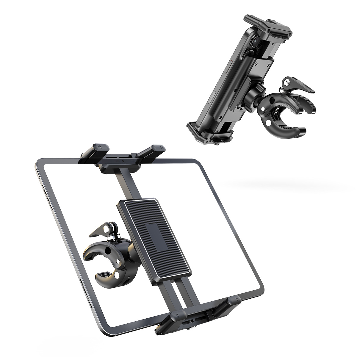Golf Equipment Holder - ที่ยึดโทรศัพท์และแท็บเล็ตอเนกประสงค์สำหรับลู่วิ่งจักรยาน รถเข็นเด็ก รถกอล์ฟ ขาตั้งดนตรี, ที่ยึดแบบปรับได้สำหรับสมาร์ทโฟนและแท็บเล็ต